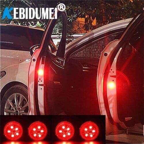 4 pcs Car LED Opening Door Safety Warning Anti-collision Lights Flash Light Red Strobe bulbs Wireless Alarm Lamp Signal Light