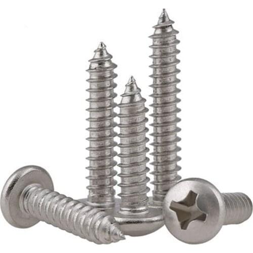 50pcs M2.2 Round head self-tapping Phillips screws 304 stainless steel GB845 pan heads tapping screw 5mm-20mm Length