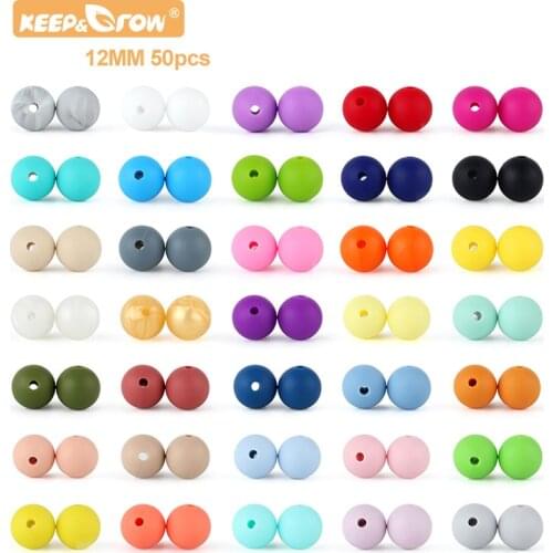 50pcs Silicone Beads 12mm Food Grade Round Silicone Beads DIY Baby Pendant Necklace Silicone Teether Newborn Nursing Products