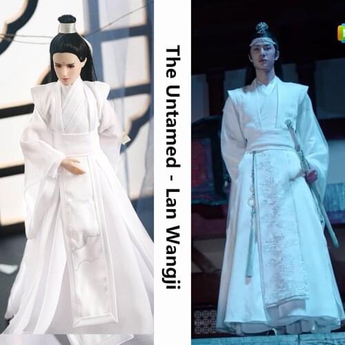 70cm 1/3 1/4 1/6 BJD Doll Clothes The Untamed Lan Wangji Wang Yibo Custom Made Male Boy bjd White B Chinese Ancient Costume Doll