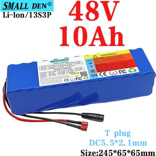 Electric bicycle battery 48V 10Ah 18650 13S3P 1000w lithium ion battery pack DC/T plug +20A BMS 54.6V bicycle conversion kit