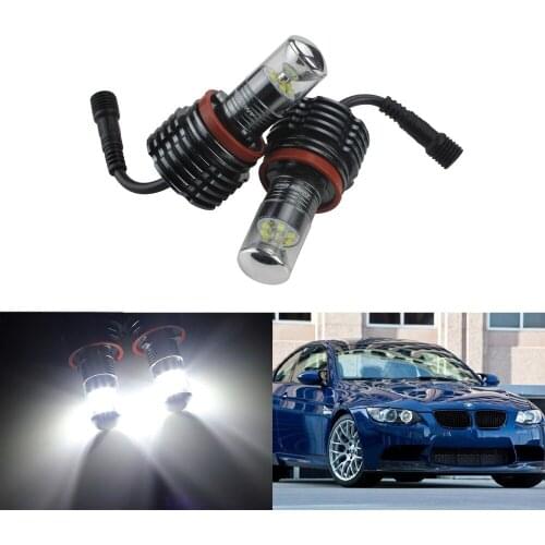 ANGRONG 2x LED Angel Eye Halo Ring Light 30W Error Free H8 Bulb For BMW 1 3 5 6 Series X5 X6(CA212)