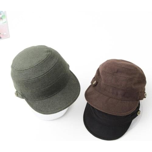 Free shipping High Quality Casual Military Hats Man Woman Octagonal Wool Beret Flat Captain Caps Trucker Vintage Short Soft brim