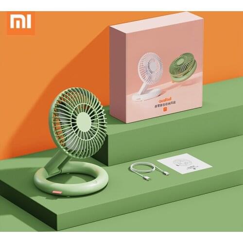 Xiaomi Qualitell Quiet Storage Fan Portable Two-axis Folding Fans USB Charging Three-speed Adjustable Indoor Storage Fan