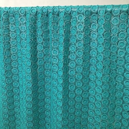 Turquoise round hollow water-soluble lace fabric spring and autumn womens jackets fashion clothing fabrics free shipping