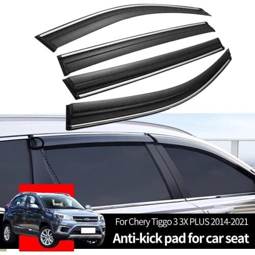 Side Window Deflector For Chery Tiggo 3 3X PLUS 2014-2021 Acrylic Sun Rain Deflector Weather Shield Stainless Steel Bright Strip
