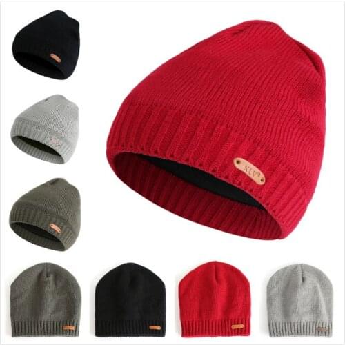Brand Unisex Knitted Casual Beanies Skullies Cotton Wool Hats Brand Outdoor Solid Gorros Thicken Plus Fleece Soft Cap Wool Cap