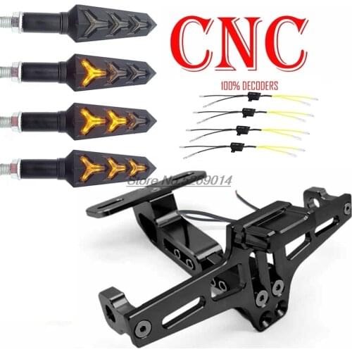 CNC Motorcycle License Plate Cover 4PCS LED with 100% decoders For Pcx 2018 Kawasaki Z750 2004 Cb500F Bajaj Pulsar 180 Bmw