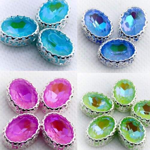 Nest Claw beads Button Gem Glass Crystal stone Garment Beads oval beads for jewelry making Clothing 10x14mm