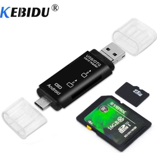 Kebidu Type C micro USB 3 In 1 OTG Card Reader High-speed USB2.0 Universal OTG TF/SD for Android Computer Extension Headers