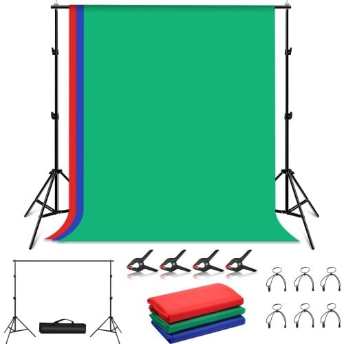 PULUZ 2x2m /2x3m Photo Studio Background Support Stand Backdrop Crossbar Bracket Kit with Red / Blue / Green Screen Backdrop Set
