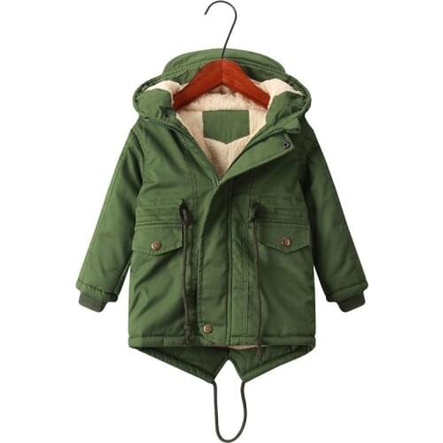 Children Winter Fleece Outdoor Jackets for Boys Hooded Warm Kids Boy Outerwear Windbreaker Swallowtail Cotton Coat Baby Clothing