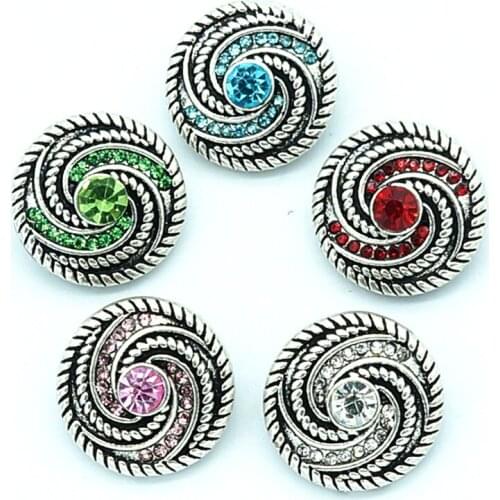 KZ3197 Fashion beauty Rhinestone Rotated pattern 18MM snap buttons fit snap bracelet snap jewelry wholesale