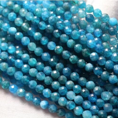 Meihan Free shipping (2 strands/set) 4.2mm natural Apatite faceted round loose beads for jewelry making design or gift