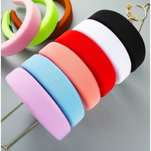 Fashion Western Style Thick-edged Solid Color Headwears Retro Macaron Wide Brim Headbands Accessories Headwear Jewelry Wholesale