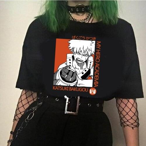 My Hero Academia Tees Shirt Woman Katsuki Bakugo Short Sleeved T Shirt