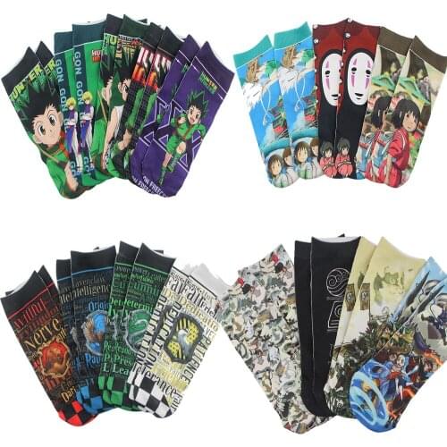 Man Anime Knitting Printing Cotton Socks Woman Cartoon Short Skateboard Socks Hip Hop Street Style Harajuku Ankle Funny Casual