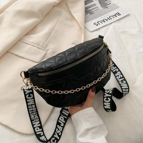 Diamond Pattern Chest Bag Women PU Leather Fanny Pack Soild Fashion Waist Bag Students Crossbody Bag Lady Shoulder Belt Bag