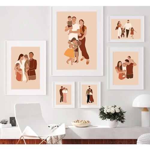 Wall Art Canvas Painting Baby Boy Girl With Love Mom Dad Nordic Posters And Prints Wall Pictures For Living Room Kids Room Decor