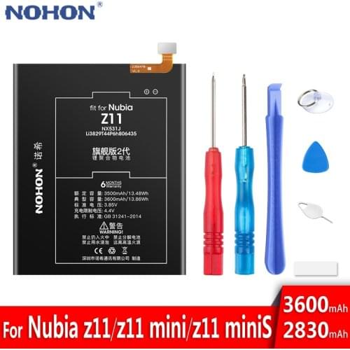NOHON Lithium Polymer Battery For Nubia Z11 mini MiniS NX531J NX549J NX529J Original Mobile Phone Replacing Bateria + Free Tools