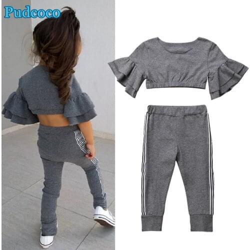 New Arrivels Kids Baby Girls Slim Fit Tops Pants Leggings Autumn Outfits Set Clothes