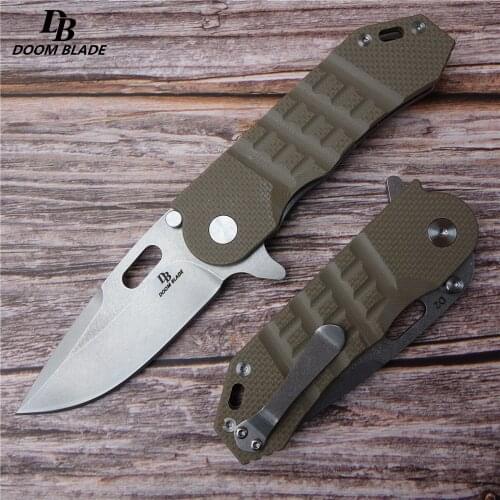 7.9" 60-61HRC 100% D2 Blade Knives Folding Knife Flipper Ball Bearing G10 Outdoor Camping Survival Tool EDC Knife