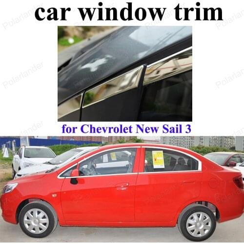 Fit For C-hevrolet New S-ail 3 Car Styling Window Decoration Strips Stainless Steel Moldings Trim