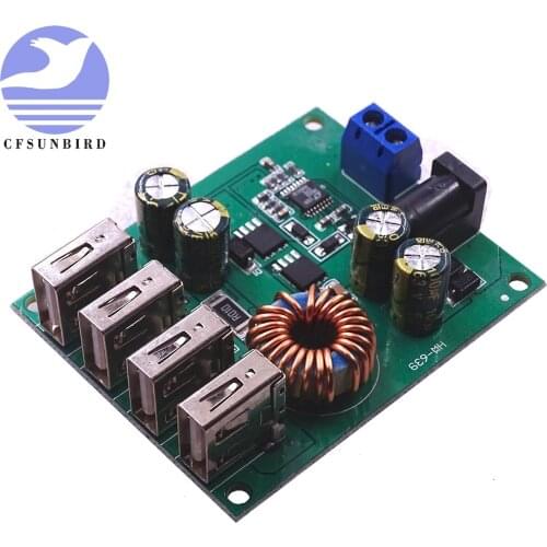 DC DC 9V 12V 24V 36V 48V 7-60V to 5V Voltage Regulator Buck Converter 5A Volt Transformer Power Supply Module 4 USB Ports