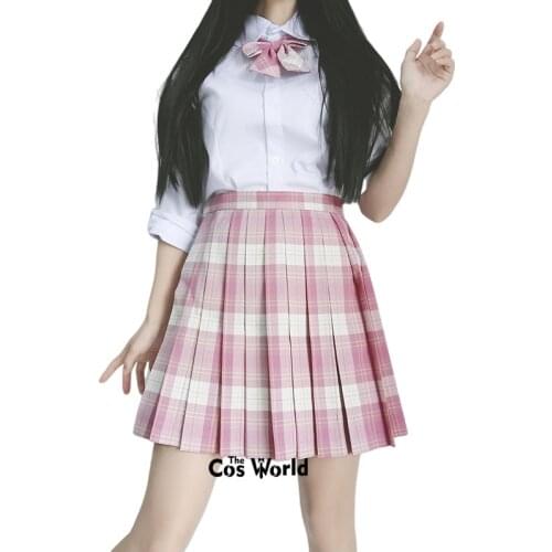 [Raspberry Tea] Girls Japanese Summer High Waist Pleated Plaid Skirts Women Dress For JK School Uniform Students Cloths