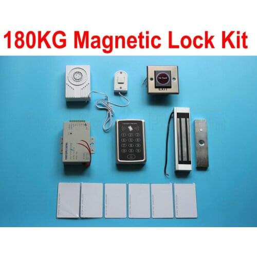 180KG Magnetic lock RFID ID card keytag+Password standalone reader access control machine+power supply+release button