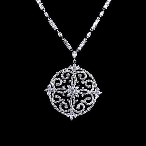 Luxury brand new hollowed AAA cubic zirconia clear/yellow crystal big heavy Necklaces