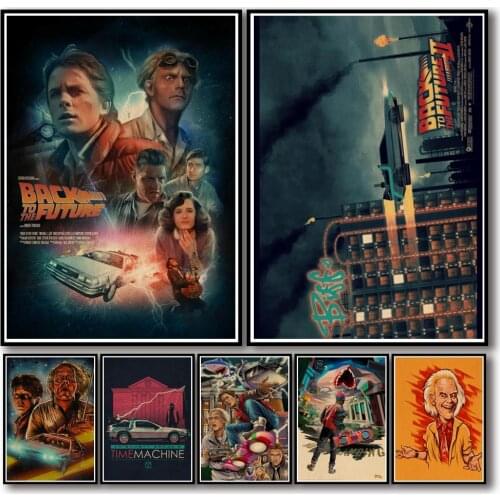 50 Designs Classic Movie Back To The Future Kraftpaper Poster Artwork Fancy Wall Sticker for Coffee House Bar