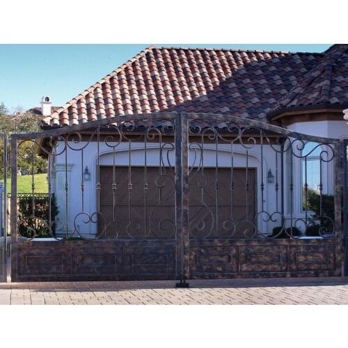 Handmade top villa wrought iron gate one stop shipping to USA hench-lg8