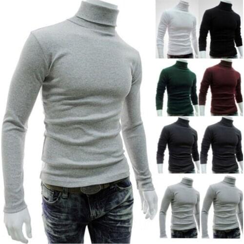 2020 New Brand Fashion HOT Mens Slim Winter Fashion Simple Neck Turtleneck Sweater Stretch Jumper Shirt