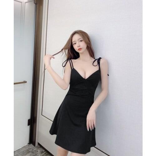 ZB4720 2021 summer new women fashion temperament sexy show thin backless A word dress female cheap wholesale