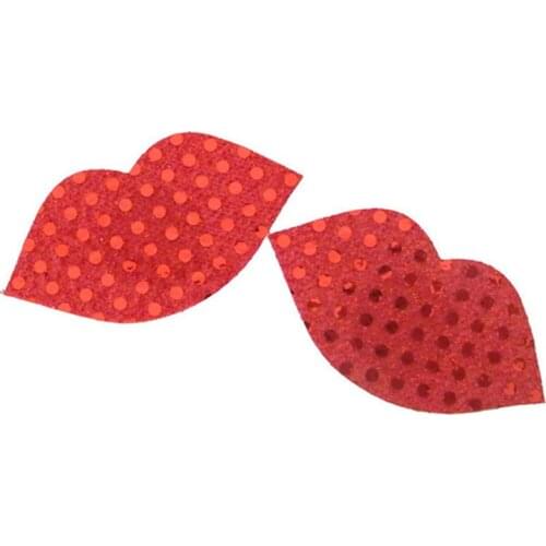 Women Red Lip Nipple Cover Sequins Pasties Sexy Nipple Covers Disposable Breast Sticker Self Adhesive Boob Tape Woman