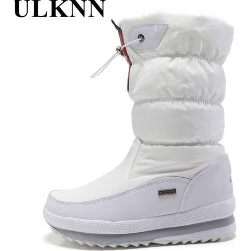 ULKNN Winter Girls Snow Boots Fashion Solid Color Thicken Plush Cotton Boots Waterproof Long Boots Non-slip Keep Warm Kids Boys