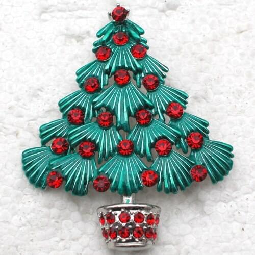 12pcs/lot Wholesale Fashion Brooch Rhinestone Christmas tree Pin brooches Christmas Gift C101504