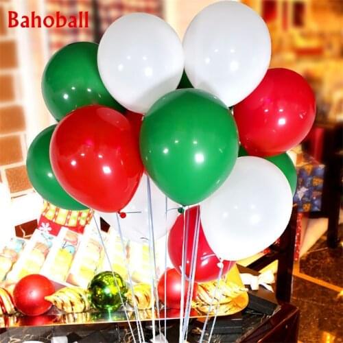 30pcs/lot 2.2g 12inch White Green Pink Balloons Latex Balloons Merry Christmas Party Decor Air Helium Globos Kids Gifts Supplies