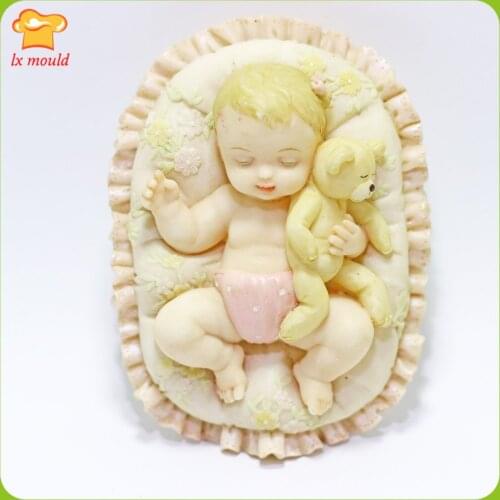 3D Sleeping Baby Handmade Candle Mold Birthday Wedding Cake Chocolate Soap Candy Silicone Mould DIY