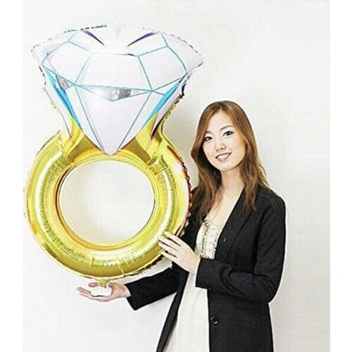 54*84cm Lover Wedding Marriage Diamond Balloon Bride Ring Engagement Foil Valentine Balloons Party Accessory Large Size 3pcs