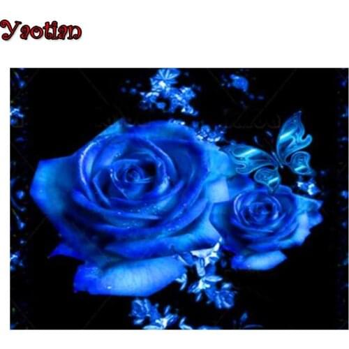DIY Diamond Embroidery Abstract Blue Rose Art Mosaic Kit Cross Stitch 5D Diamond Painting Full Rhinestones Wall Stickers Decor