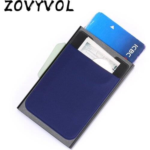 ZOVYVOL Aluminum Wallet With Elasticity Back Pocket ID Card Holder Rfid Blocking Mini Slim Wallet Automatic Pop up Credit Card C
