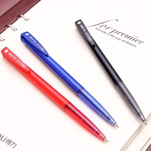 Deli 3 Colors Black Blue Red Ballpoint Pen Push Automatic Ballpen 0.7mm Oil Mark Pen Office School Supplies Student Writing Tool