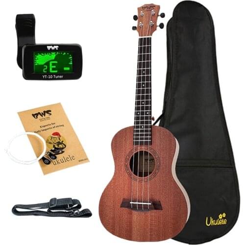 BWS EST & 1988 26 Inch Mahogany Wood 18 Fret Tenor Ukulele Acoustic Cutaway Guitar Mahogany Wood Ukulele Hawaii 4 String Guita