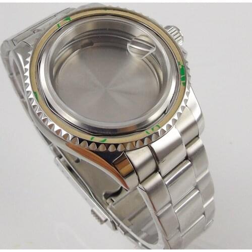 Stainless Steel 41mm Watch Case with Sapphire Glass Bidirectional Rotating Bezel Fit ETA 2836 MIYOTA Movement