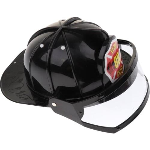 Kid Pretend Play Fireman Safety Helmet Firefighter Hat Costume Party Role Playing Toy –Black