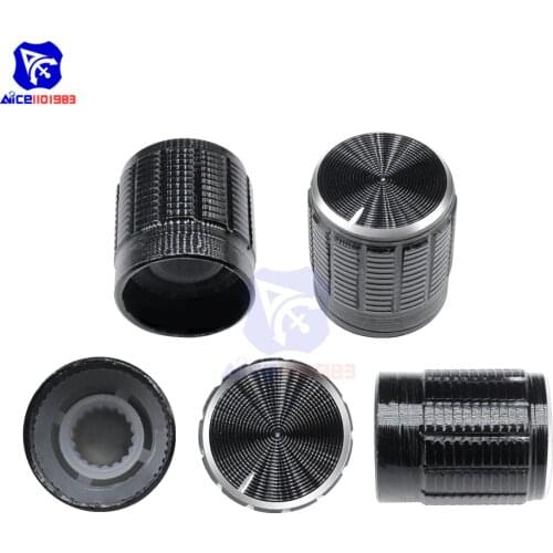 Diymore 5PCS/Lot Black Metal 6 mm Knurled Shaft Insert Dia. Potentiometer Control Knobs Switch Knob 15mm Dia. x 16.5mm Height