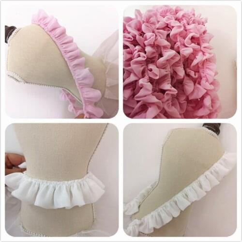 Double Chiffon Ruffle Lace Ribbon 35mm Wide For Dress Collar Neckline Cuff DIY Crafts Sewing Accessories pet toy clothes fabric