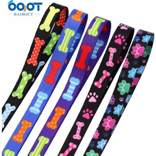 3/8 Inch Double-Sided Dog Bones Dog Footprints Thicken Ribbon 10 Yards DIY Dog Collar Leash Mobile Phone Chain Kettle Webbing